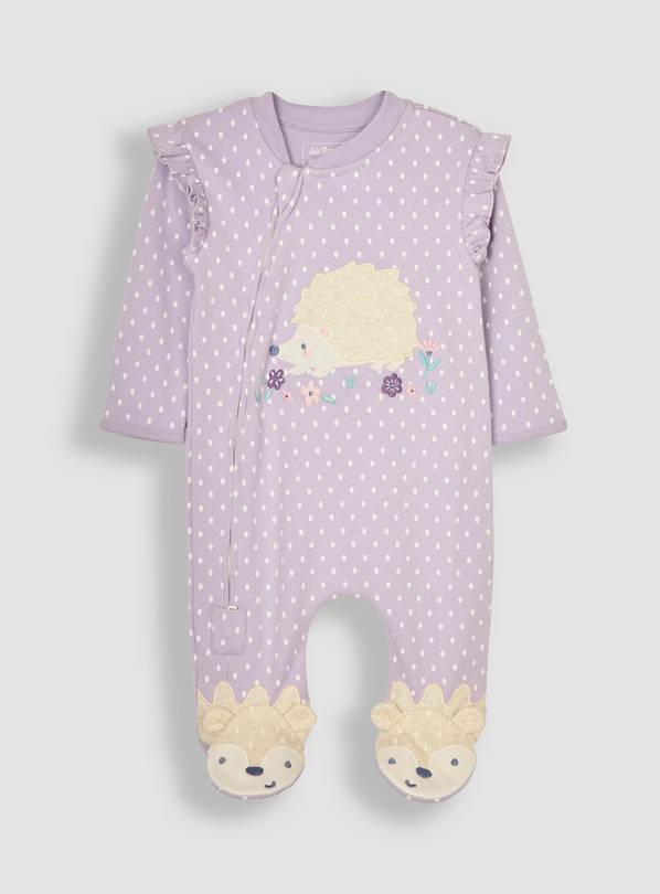 JOJO MAMAN BÉBÉ Hedgehog Applique Zip Sleepsuit Up To 3 months