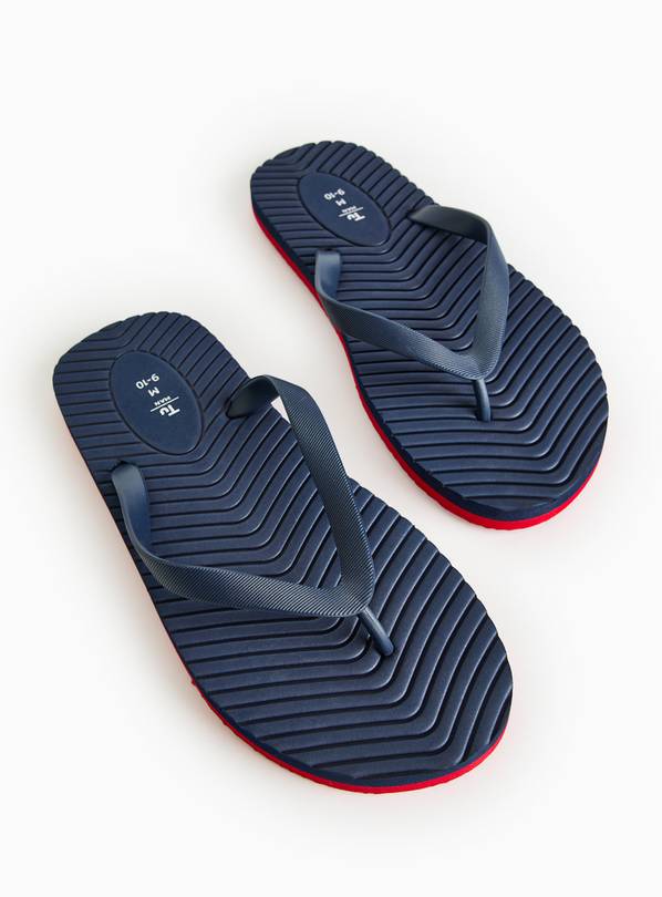 Navy Textured Flip Flops L