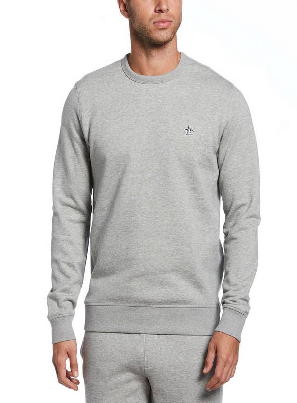 ORIGINAL PENGUIN Crew Neck Sticker Pete Sweatshirt Grey L