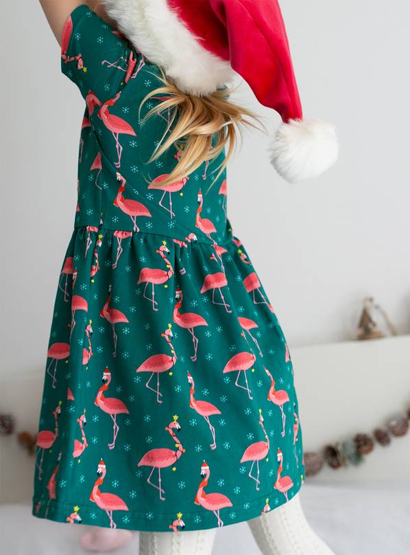 FRED & NOAH Festive Flamingo Dress 3-4 Years