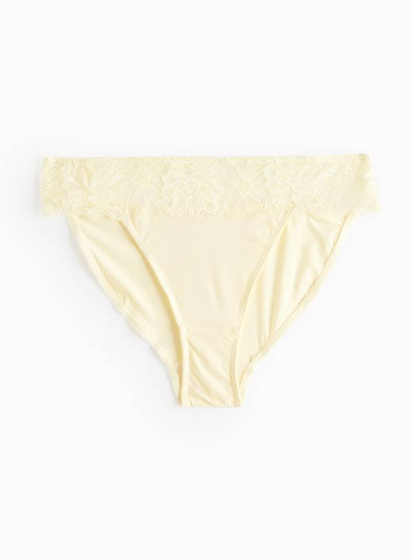 Yellow Lace Trim High Leg Knickers  12