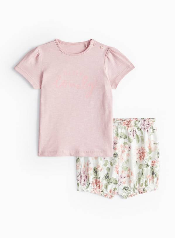 Lilac T-Shirt & Floral Shorts 12-18 months