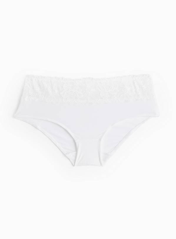 White Floral Lace Shorts Knickers 10