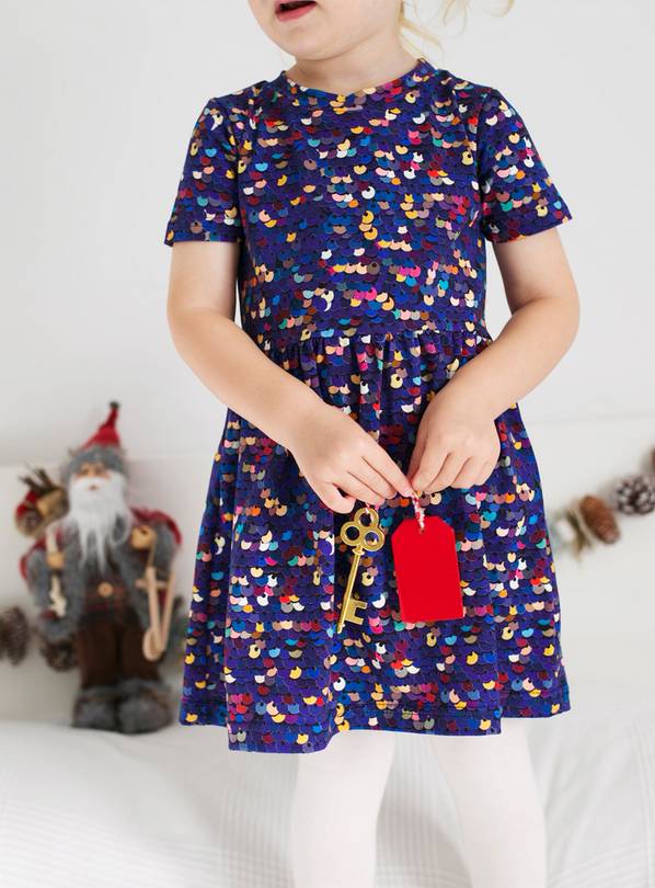 FRED & NOAH Purple Sequin Printed Dress 3-4 Years