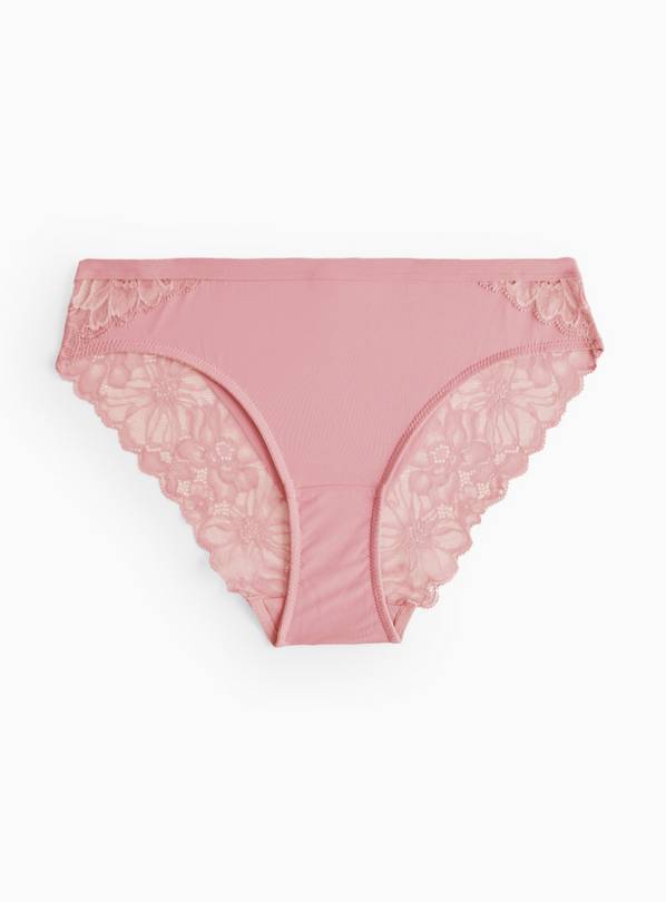 Blush Pink Floral Lace Brazilian Knickers 20