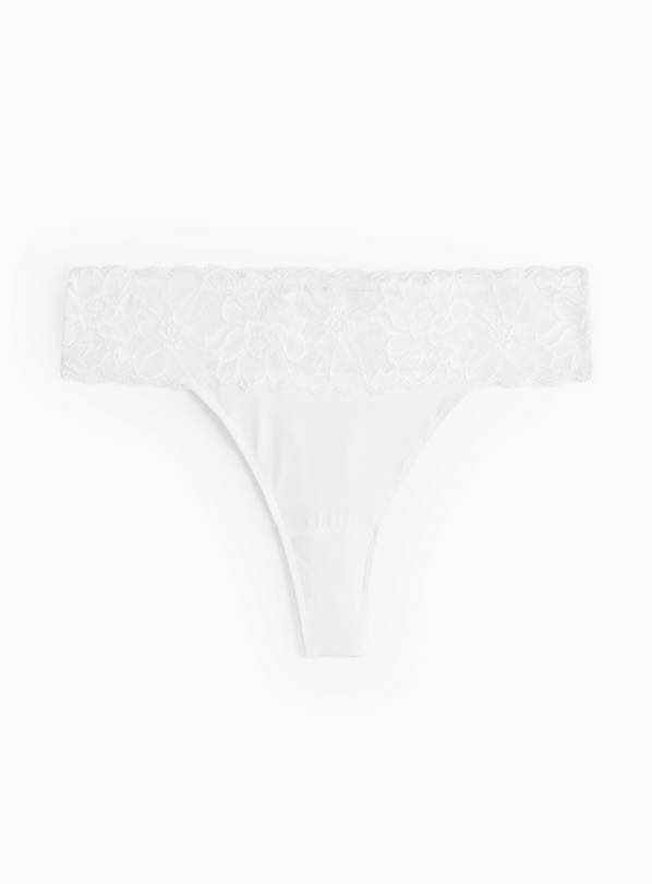 White Floral Lace Thong 16