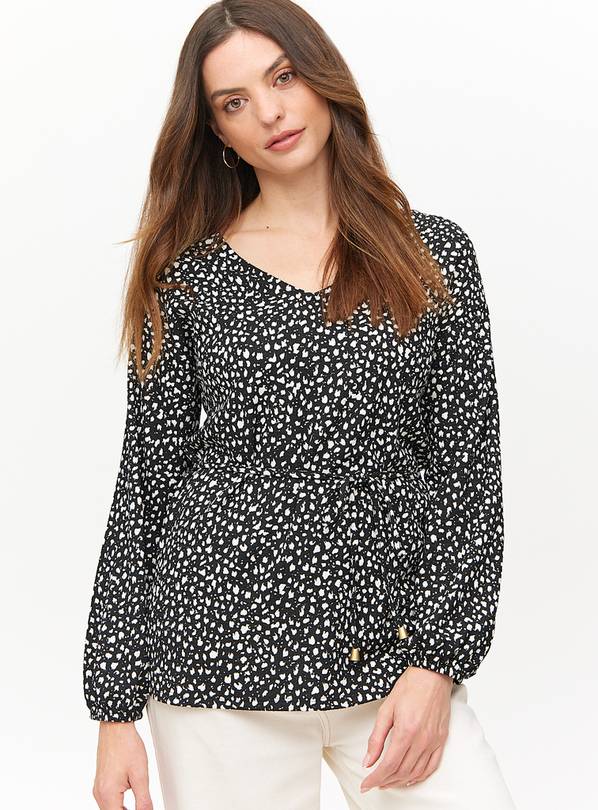 Mark Making Print V Neck Long Sleeve Tunic Top 10