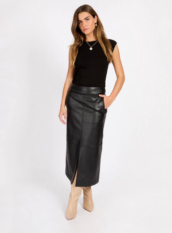 VOGUE WILLIAMS Black Pu Midaxi Skirt 8