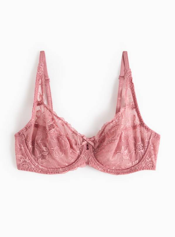 Blush Pink Floral Lace Underwired Bra  36DD