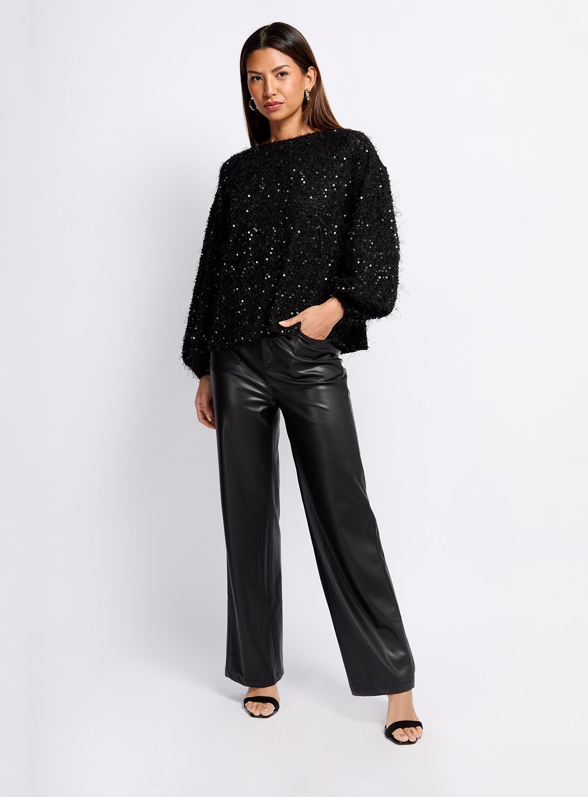 VOGUE WILLIAMS Black Pu Trousers 10 - Image 1 thumbnail