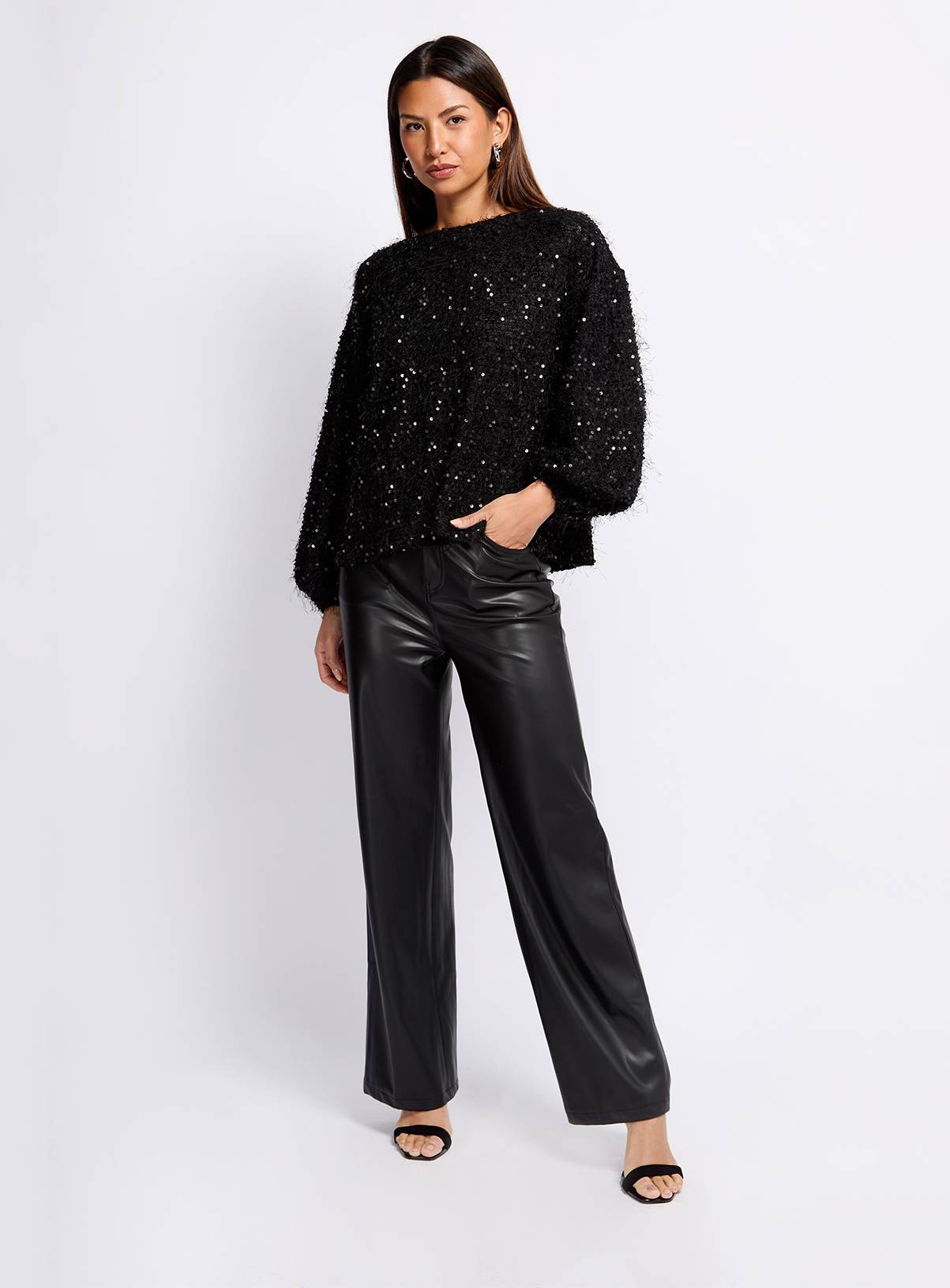 VOGUE WILLIAMS Black Pu Trousers 10 - Image 1