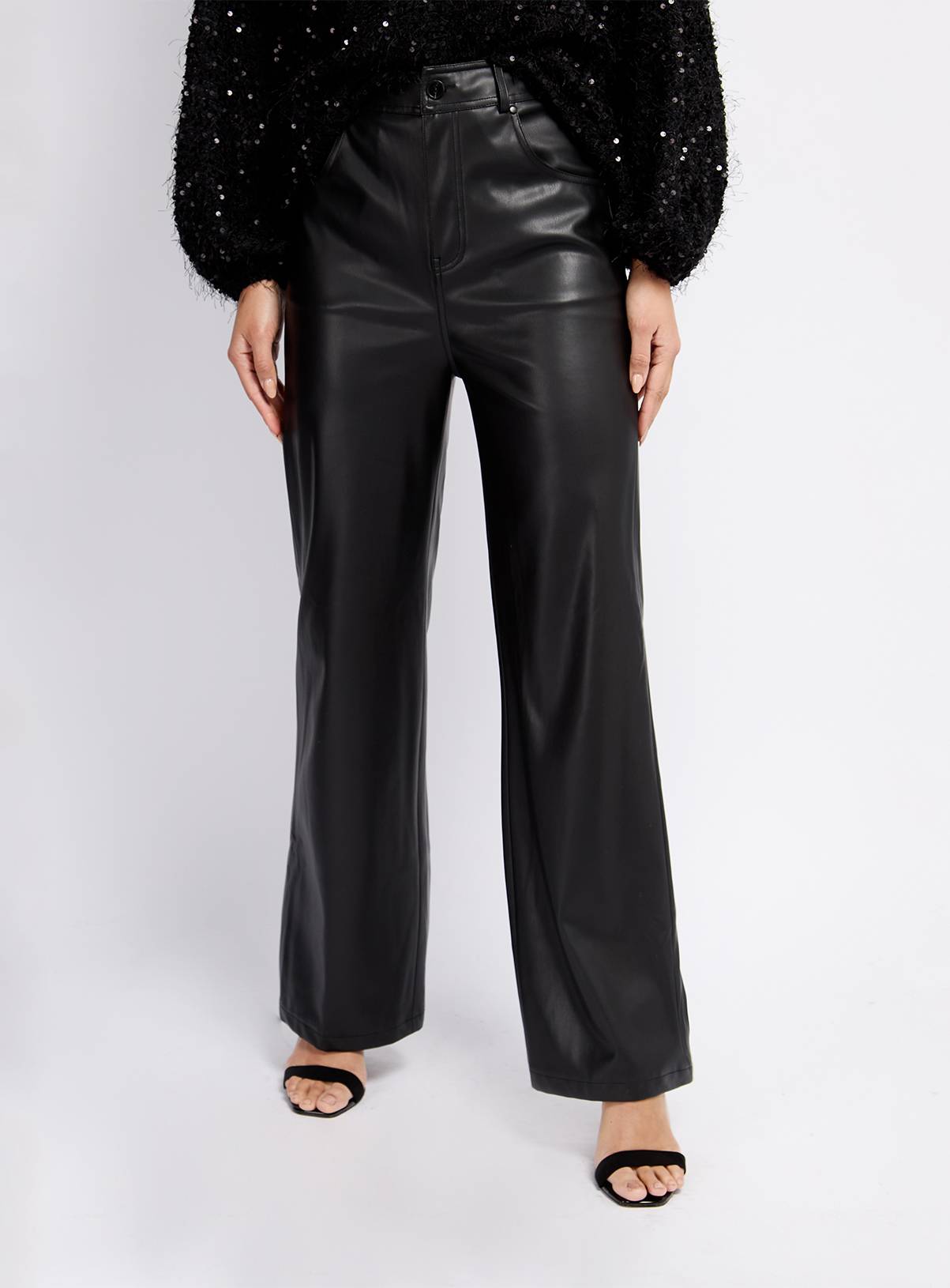 VOGUE WILLIAMS Black Pu Trousers 10 - Image 2