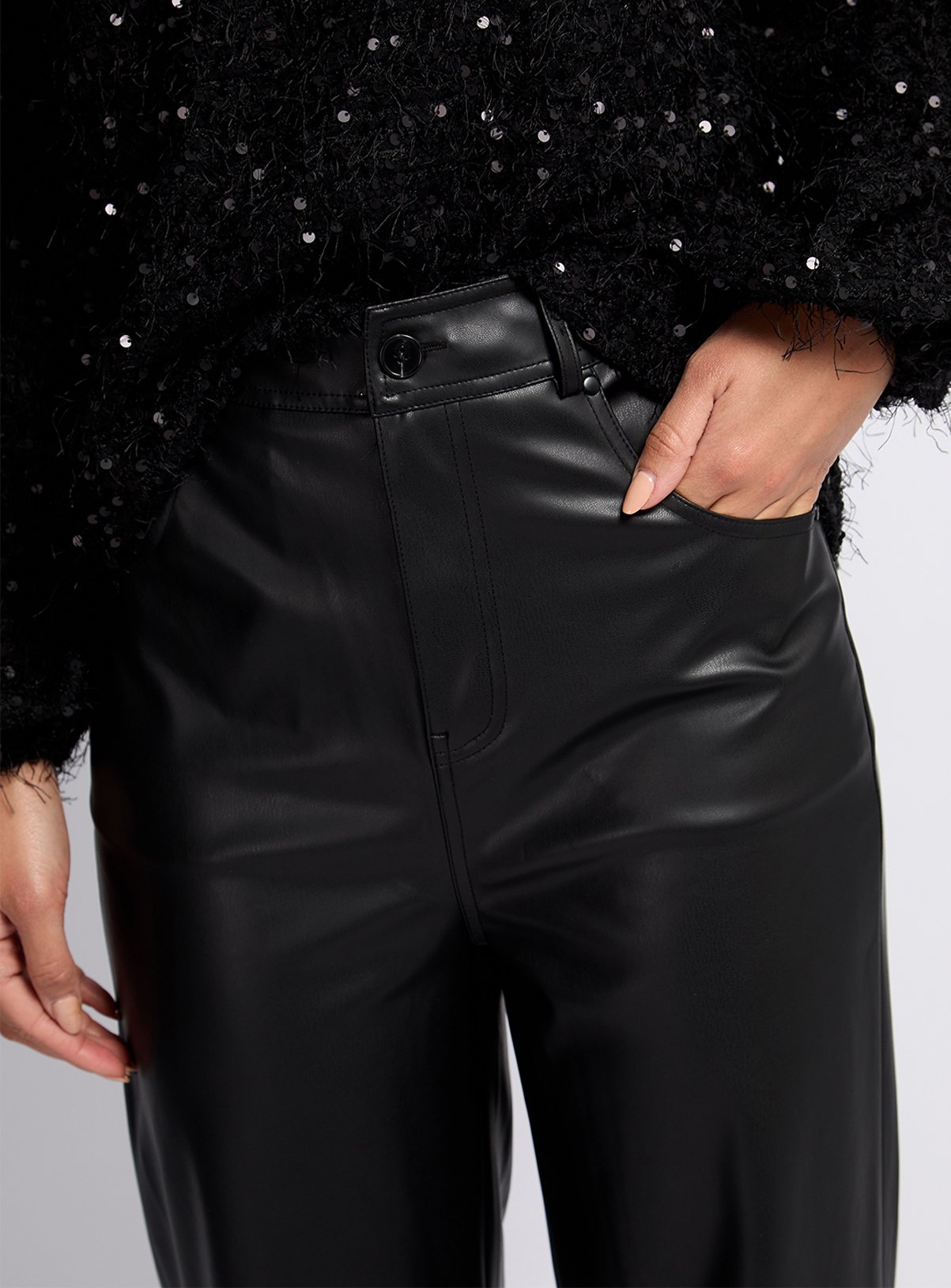 VOGUE WILLIAMS Black Pu Trousers 10 - Image 3 thumbnail