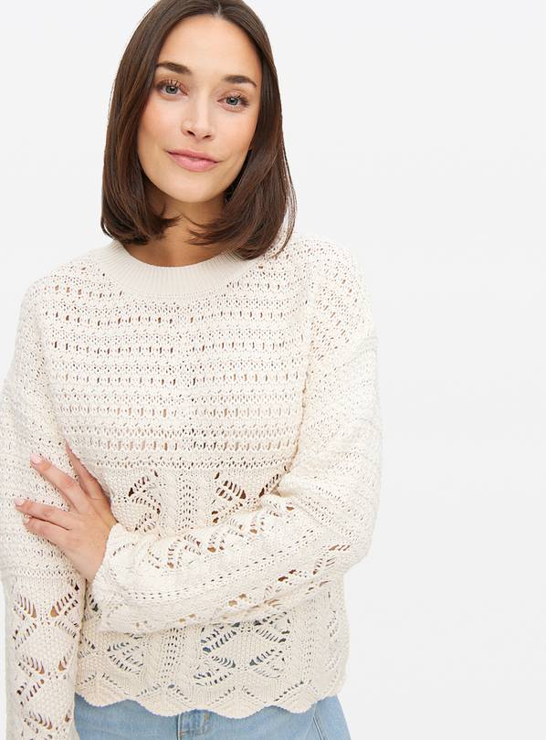 Cream Scallop Trim Crochet Jumper 18