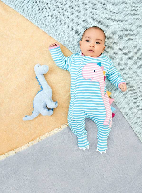 JOJO MAMAN BÉBÉ Dino Applique Zip Sleepsuit 6-9 months