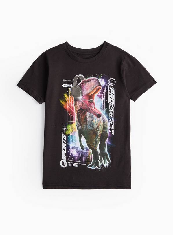 Black Dinosaur Graphic Short Sleeve T-Shirt 13 years