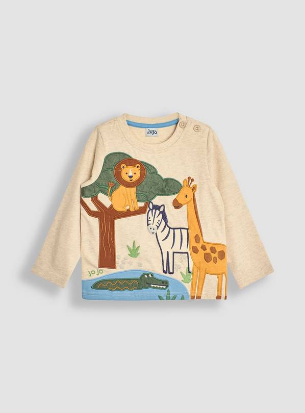 JOJO MAMAN BÉBÉ Safari Scene Applique Top 4-5 Years