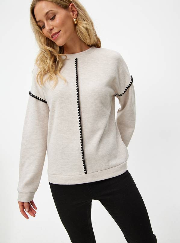 Cream Contrast Stitch Soft-Touch Jumper M