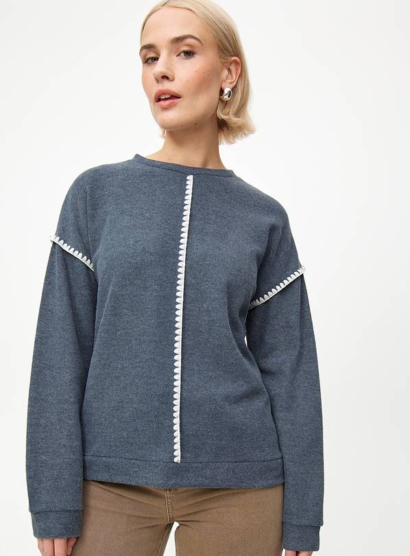 Grey Contrast Stitch Soft-Touch Jumper L