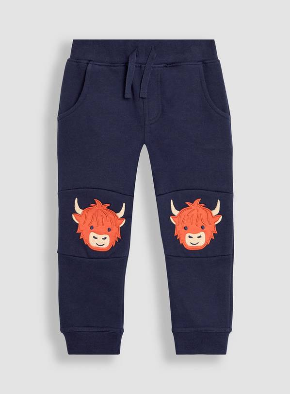 JOJO MAMAN BÉBÉ Highland Cow Applique Pet in Pocket Knee Joggers 12 - 18 month