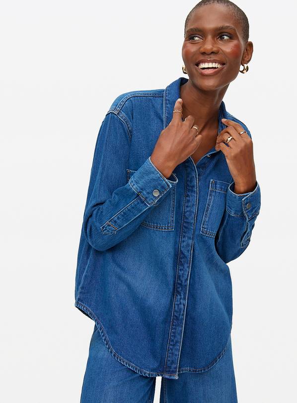 Dark Wash Relaxed Denim Shirt  10