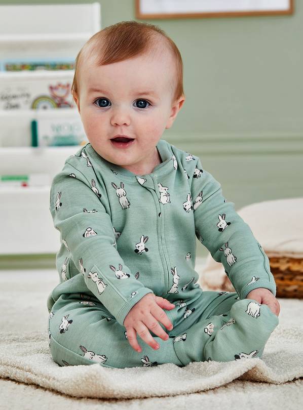 JOJO MAMAN BÉBÉ Bunny Print Zip Sleepsuit Up To 3 mths