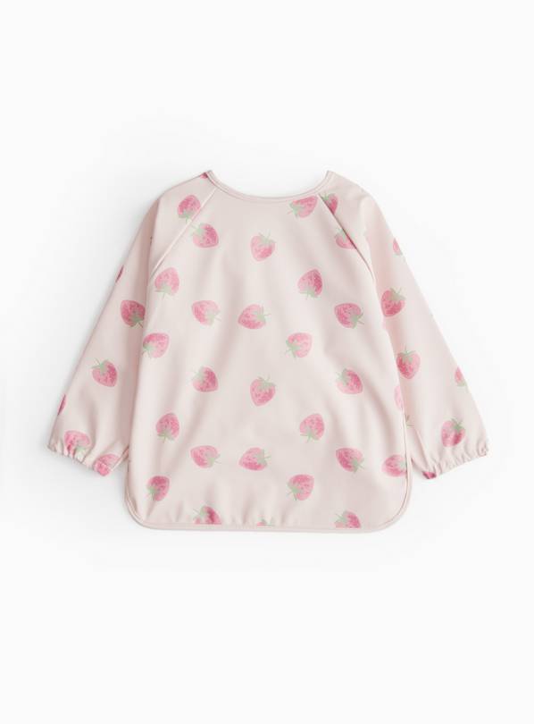 Pink Strawberry Print Long Sleeve Bib One Size