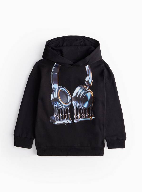 Black Headphone Graphic Hoodie 7 years