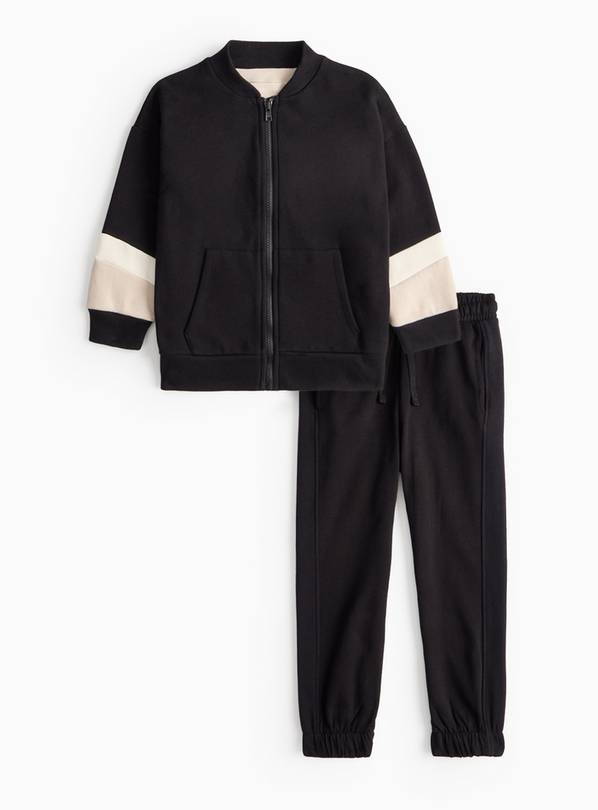 Black Bomber Jacket, T-Shirt & Joggers Set 13 years