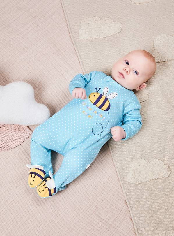 JOJO MAMAN BÉBÉ Bee Applique Zip Sleepsuit 6-9 months