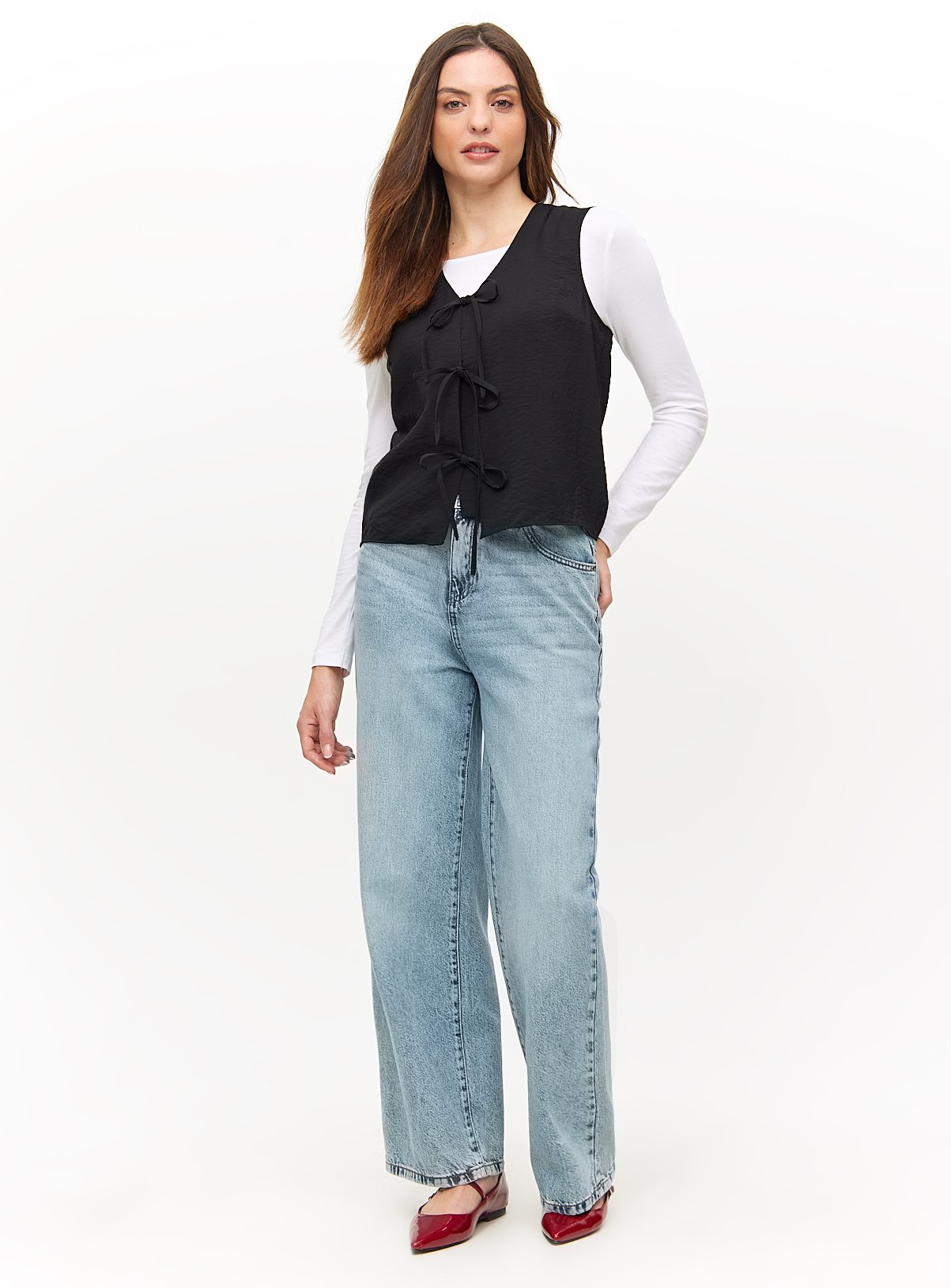 Black Tie-Front Detail Waistcoat 14 - Image 2 thumbnail