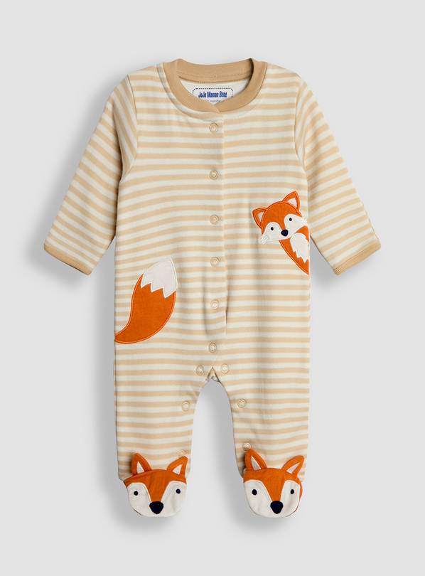 JOJO MAMAN BÉBÉ Fox Applique Zip Sleepsuit Up To 3 months