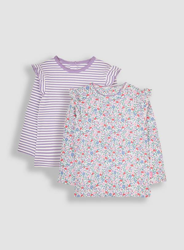 JOJO MAMAN BÉBÉ 2 Pack Toadstool Ditsy & Stripe Frill Tops 18-24 month