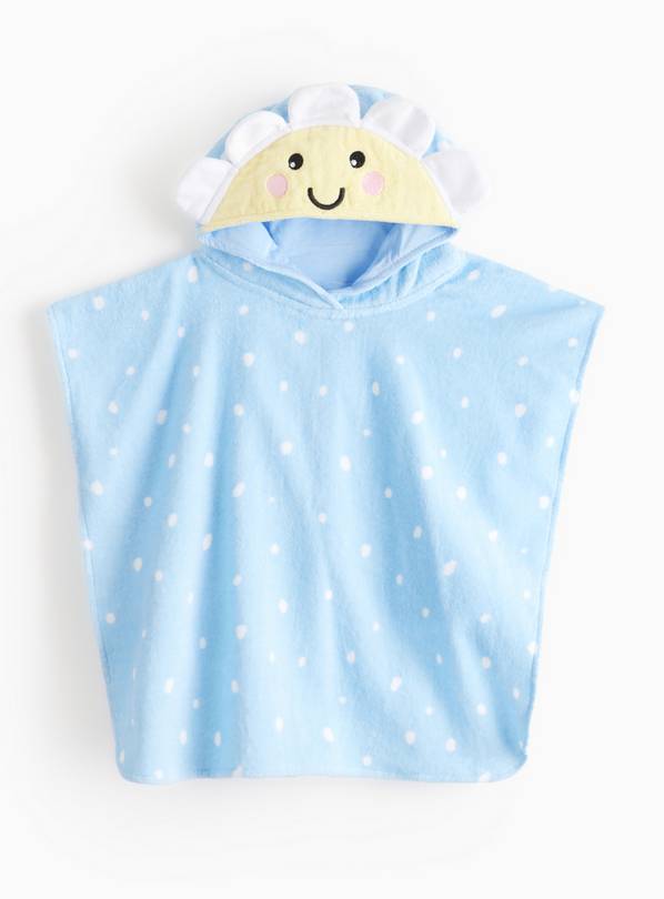 Blue Daisy Hooded Poncho Towel One Size