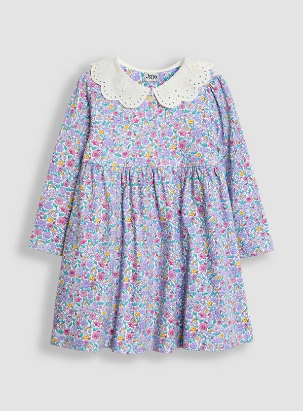 JOJO MAMAN BÉBÉ Autumn Floral Broderie Collar Dress 2-3 Years