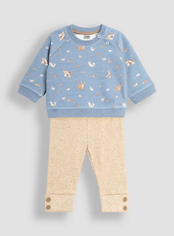 JOJO MAMAN BÉBÉ Woodland Friends Sweatshirt & Rib Leggings Set Up To 3 months