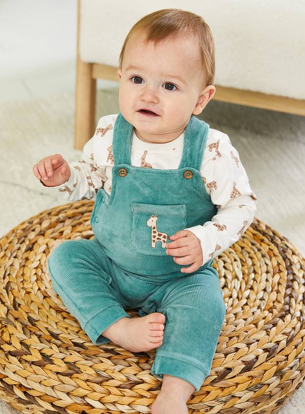 JOJO MAMAN BÉBÉ Giraffe Embroidered Pocket Dungarees & Top Set 12 - 18 month