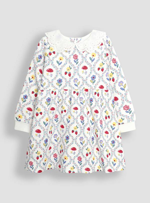 JOJO MAMAN B&Eacute;B&Eacute; Toadstool Floral Broderie Collar Dress 6-7 Years