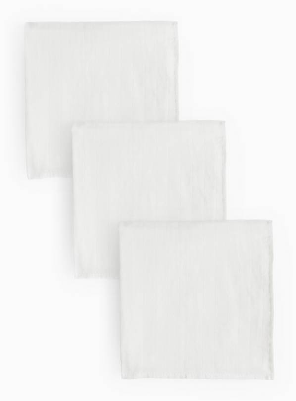 White Cotton Muslin Squares 3 Pack One Size