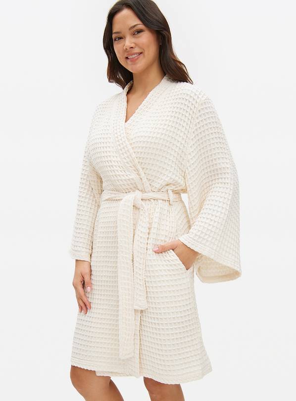 White Waffle Cotton Dressing Gown M