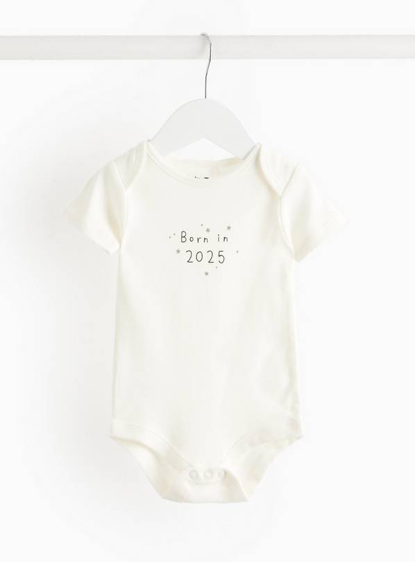 Born In 2025 Slogan Short Sleeve Bodysuit Up to 3 mths