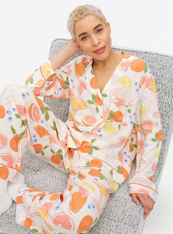 Fruit With Cocktails Printed Traditional Pyjamas XL