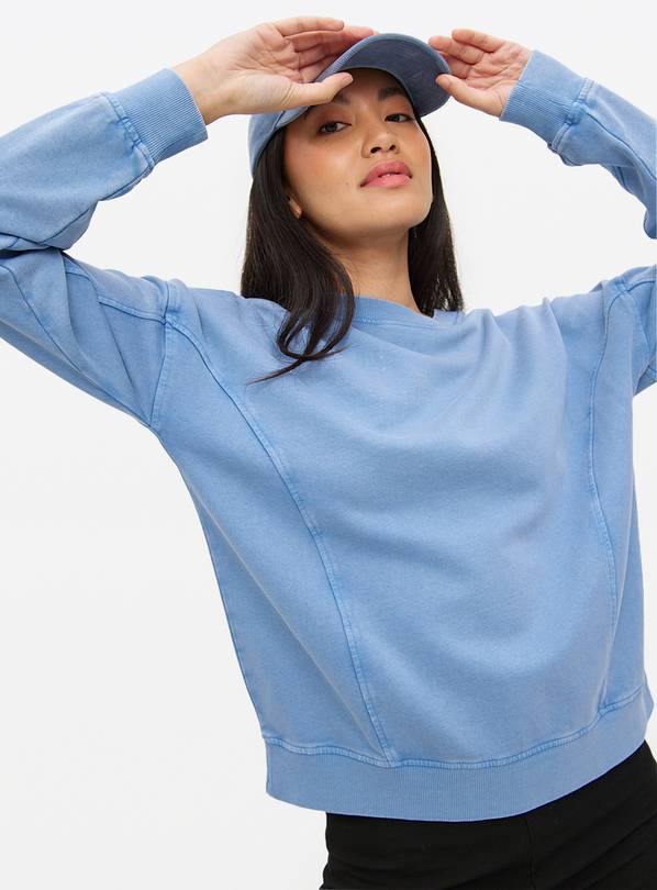 Blue Washed Crew Sweatshirt M