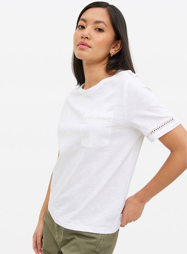 White Cut-Out Embroidered T-Shirt 10