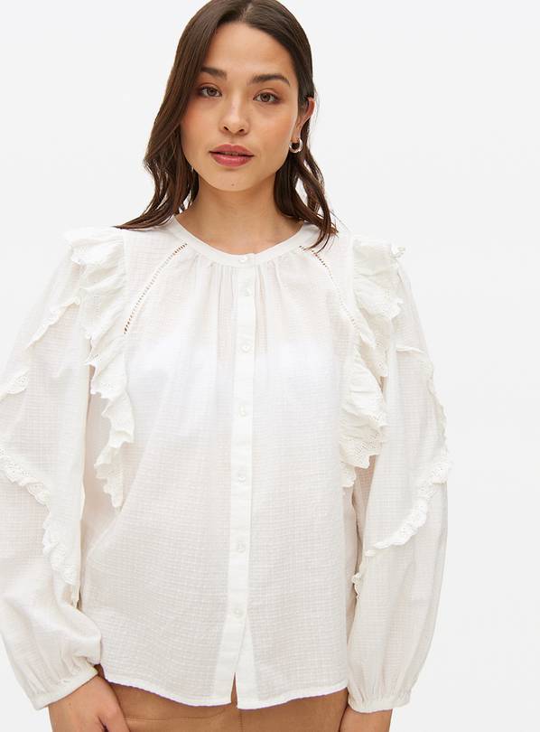 Cream Broderie Ruffle Blouse 10