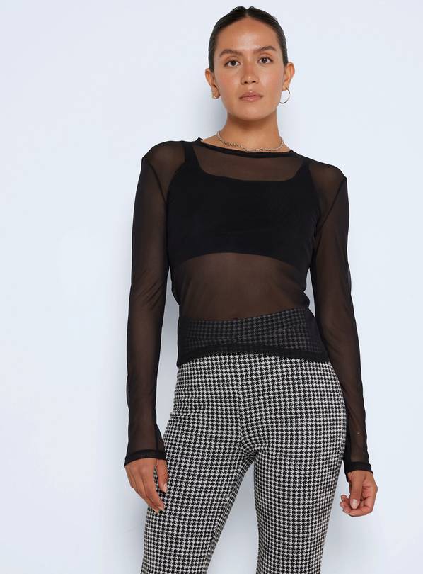 NOISY MAY Long Sleeve Mesh Top L