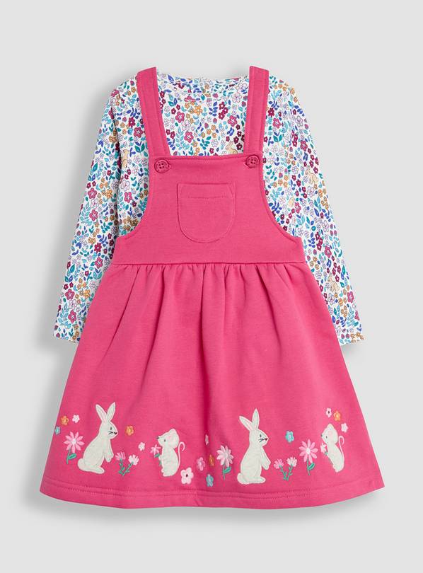 JOJO MAMAN BÉBÉ Bunny Applique Pinafore Dress & Top Set 2-3 Years