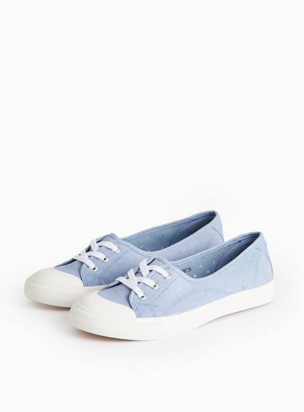 Blue Low Lace Chambray Canvas Trainers 6