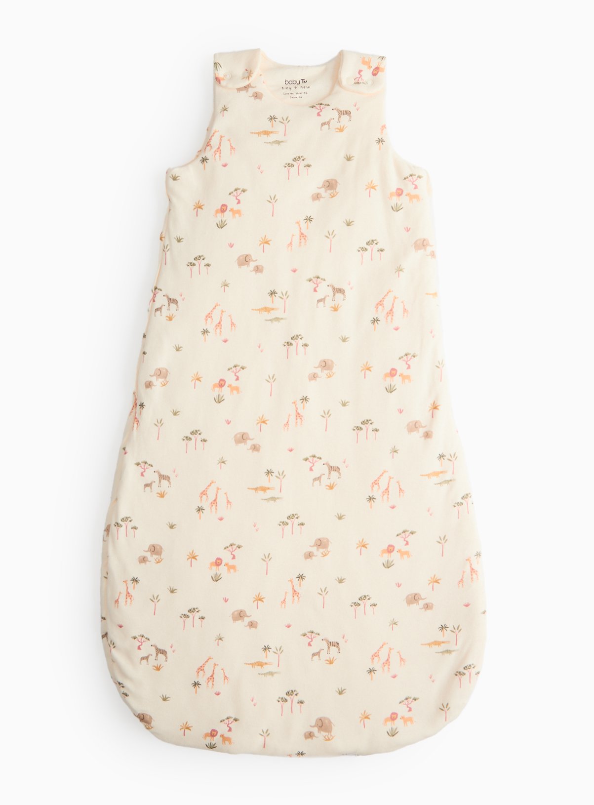 Cream Cream Safari Print 2.5 Tog Sleeping Bag (18-24 Months) - Tu by Sainsbury's