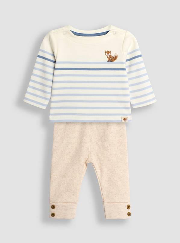 JOJO MAMAN BÉBÉ Fox Embroidered Breton Top & Rib Leggings Set Up To 3 mths